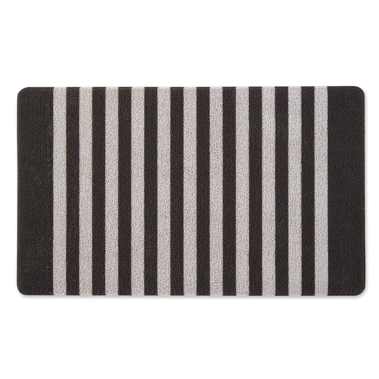 Contemporary Home Living 17.75&#x22; x 29.5&#x22; Black and White Stripe Tufted Rectangular Doormat